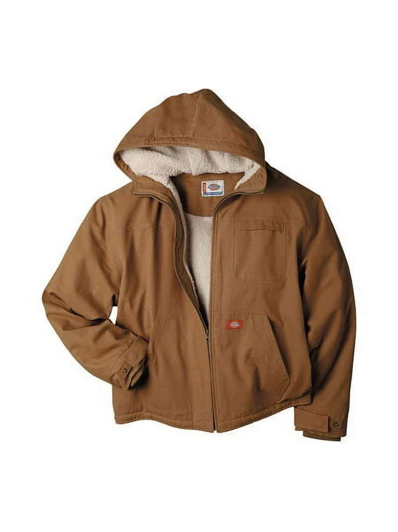 dickies men's big-tall sanded sherpa lined hooded jacket, brown