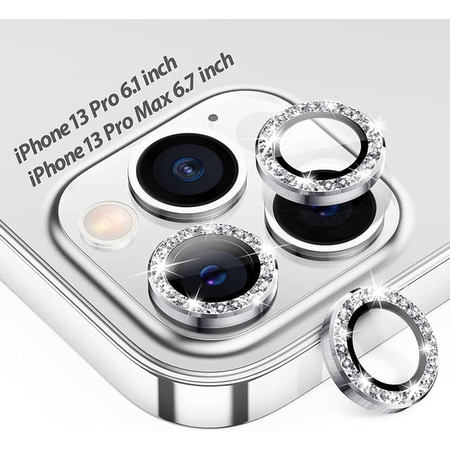 PINHEN for iPhone 13 Pro - iPhone 13 Pro Max Camera Lens Protector, 9H Tempered Glass Camera Cover Screen Protector Metal Individual Ring for iPhone 13Pro 6.1 inch iPhone 13 ProMax 6.7 inch