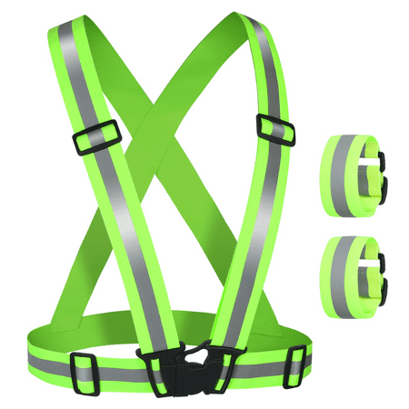 Reflective Vest Straps with 2 Visible, Elastic and Adjustable Straps Reflective Night Vest for Running, Walking, Cycling, Motorcycle Safety, Dog Walking, Biking and Jogging/Multi-Purpose