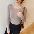 thumbnail image 2 of Autumn Winter New Fashion Round Neck Long Sleeve Women's Clothing Pullovers Slim Solid Color Knitting Korean All-match Blouses, 2 of 5