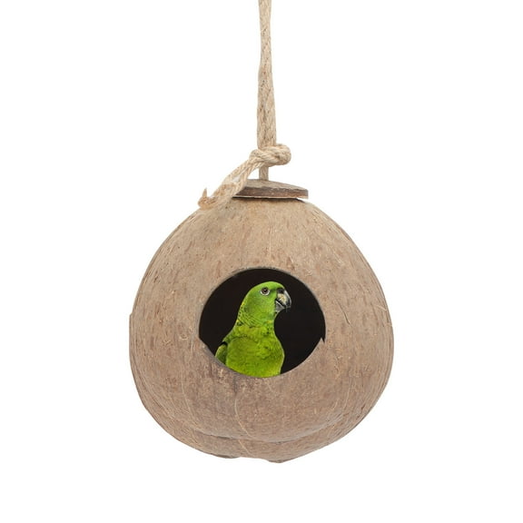 Moluckfu Parakeet Nest House Coconut Handmade Coconut Shell 1Set for Bird Owners