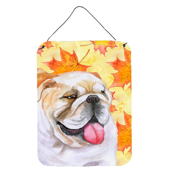 Carolines Treasures BB9900DS1216 English Bulldog Fall Wall or Door Hanging Prints Yellow 12WX16H multicolor