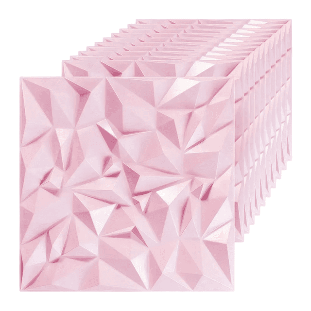Panel Decorativo 3d De Pvc Rosa Para Pared, 50 X 50 Cm 12pcs Rosa