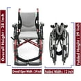 thumbnail image 4 of Karman S-Ergo 305 Lightweight Ergonomic Wheelchair S-ERGO305Q16RS, 29 lbs, Quick Release Wheels, Frame Rose Red, Seat Size 16"W X 17"D, Factory Adjustable Seat Height Default 19" Floor to Seat, 4 of 9