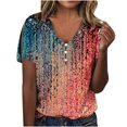 thumbnail image 1 of Camiseta con cuello en V para mujer, informal, de manga corta, con estampado floral, para mujer OAVQHLG3B Store  lin121212, 1 of 5
