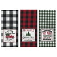 thumbnail image 2 of Buffalo Plaid Kitchen Towels, Set of 3 Flat Embroidered, Red Truck, Trees from Kane, 2 of 9