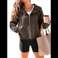 thumbnail image 2 of Sudaderas con Capucha y Cremallera para Mujer, Chaquetas de Forro , Sudaderas de Gran Tamaño, Conjuntos de Moda de Otoño, Suéteres, Ropa de Invierno. Marrón Oscuro XL, 2 of 8