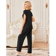 thumbnail image 3 of Ekouaer 2 Pack Womens Pajamas Short Sleeve Sleepwear Top with Pants Super-Soft Printed Lounge Sets, 3 of 7