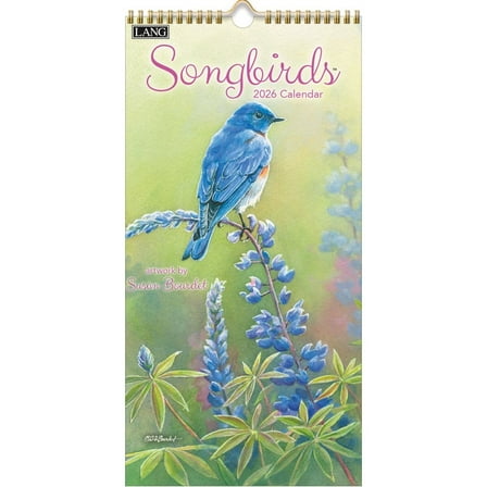 Lang Companies, Songbirds 2026 Vertical Wall Calendar, 8'' X 15.8'', 12-Month Calendar with Stapled Binding