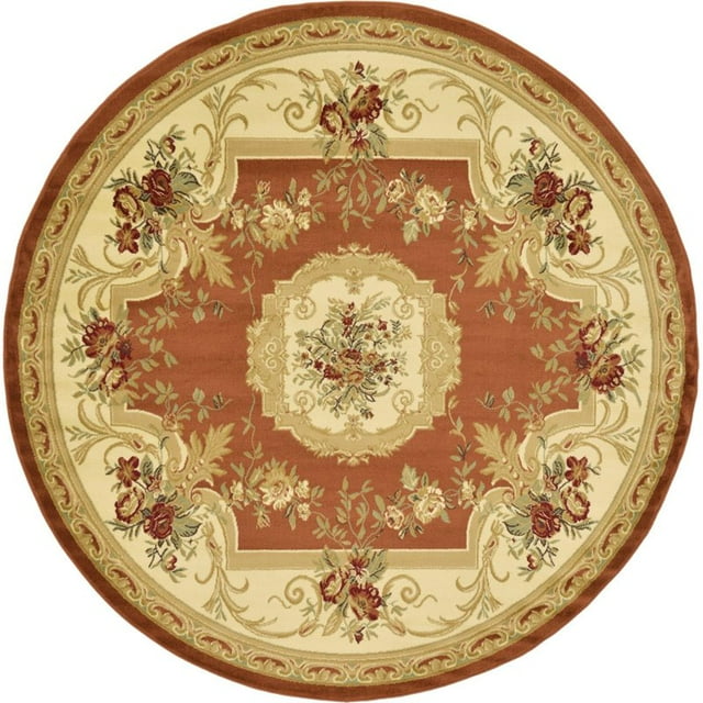 Unique Loom Versailles Medallion Motif Rug 8' x 8' Round Terracotta/Ivory