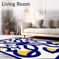 thumbnail image 2 of ODIKA 4'x6' Machine Washable Non-Slip Area Rug, Modern Stadium Wave with Interlocking Arches and Subtle Fan Emblems High Traffic Rug, Blue, 669124, 2 of 7