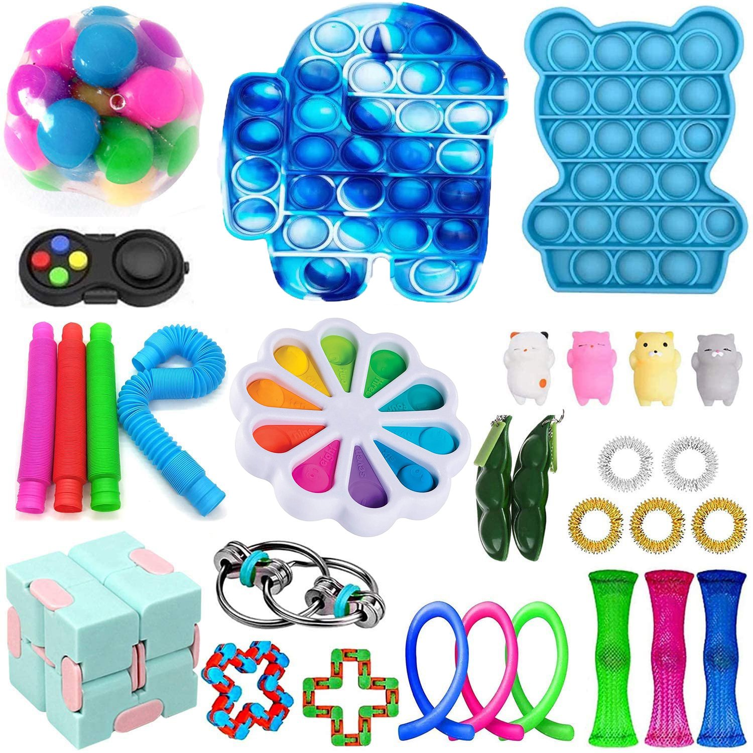 12 Pack Stress Anxiety Relief Toys,Fidget Toys for Kids Adults Best Office Gifts Kids Gifts 12 Pack MILESTAR Fidget Spinners pop Toys 