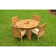 thumbnail image 4 of Grade-A Teak Dining Set: 4 Seater 5 Pc: 48" Round Butterfly Table And 4 Wave Stacking Arm Chairs Outdoor Patio WholesaleTeak #WMDSWVi, 4 of 4