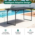 thumbnail image 3 of HOUSNIFLEX 4FT Folding Table, Adjustable Height 23–29in, Heavy Duty Portable Table, Waterproof HDPE, Fold-in-Half for Picnic & Indoor, Black, 3 of 9
