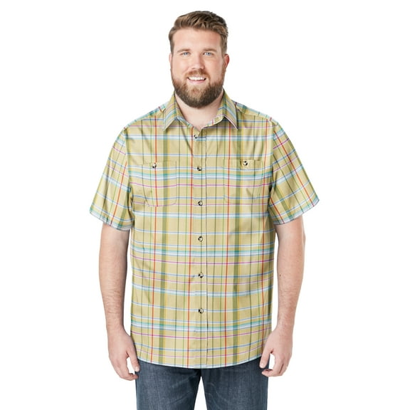 KingSize Men's Big & Tall Wrinkle-Resistant Short Sleeve Button Down, Printed