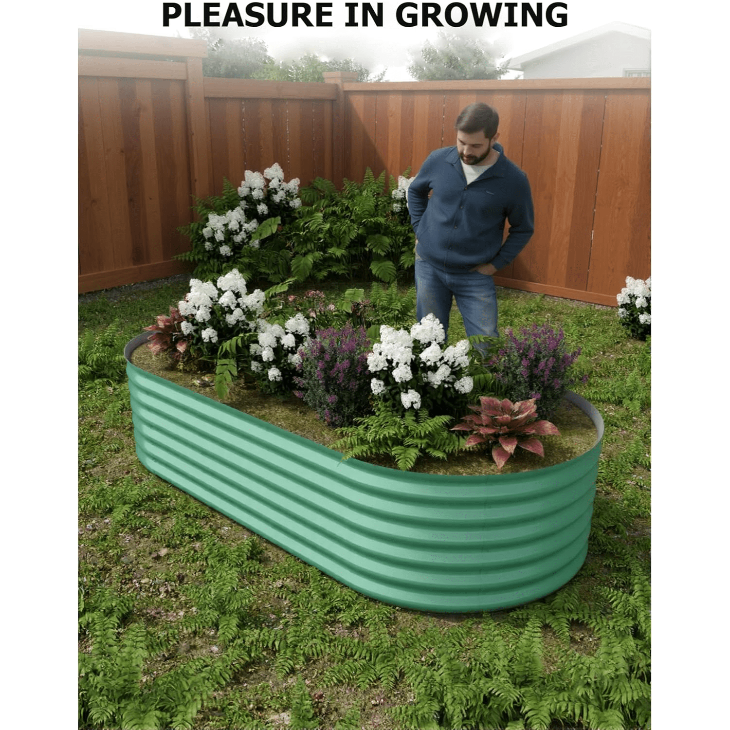 Galvanized Tall Raised Garden Bed Kit, Oval Large Planting Box for Vegetables Flowers