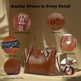 thumbnail image 6 of Derstuewe Handbags for Women, Tote Bag Vegan Leather Purses and Shoulder Bag for Work, Casual, Travel , Large Brown, 6 of 8