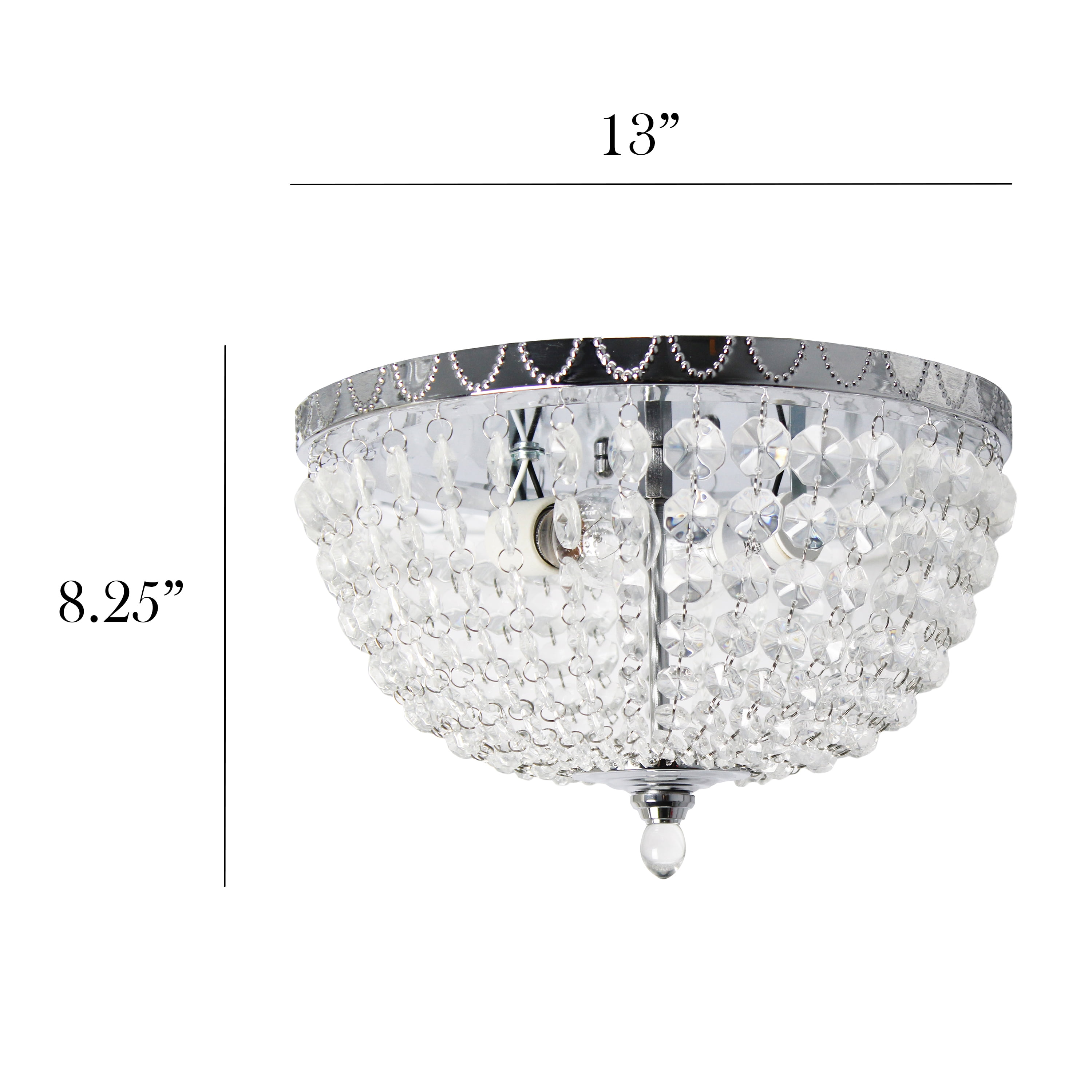 Elegant Designs Victoria Crystal Rain Drop Ceiling Light Flushmount - Chrome