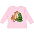 thumbnail image 3 of Inktastic Tyrannosaurus Rex Decorating Christmas Tree Boys or Girls Long Sleeve Toddler T-Shirt, 3 of 5