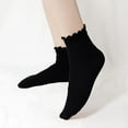 thumbnail image 2 of 5 Pack Ankle Socks for Women, Ruffle Cuff Cotton Crew Socks, Frilly Knit Lettuce Cute Low Cut Socks, 2 of 12