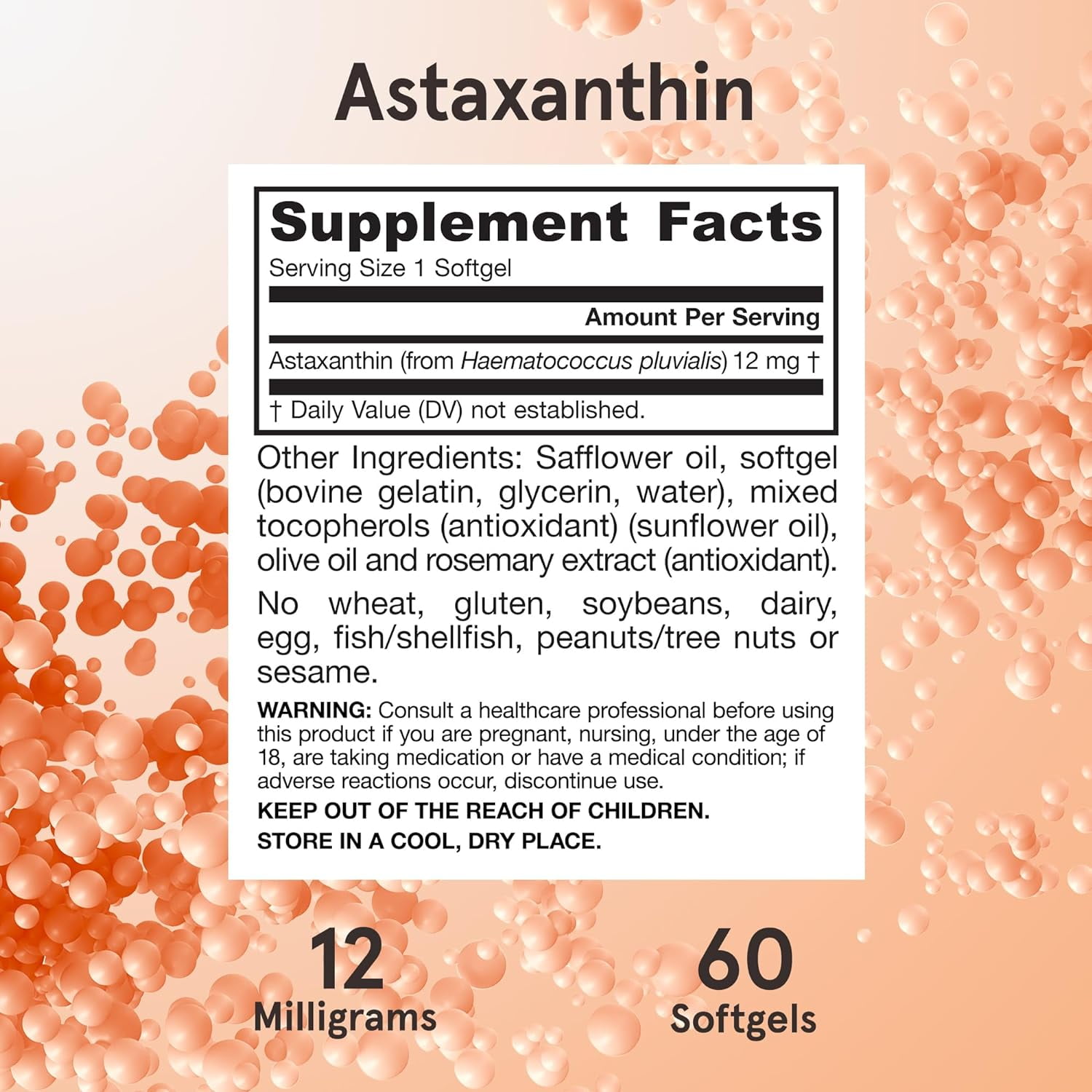 Jarrow Formulas Astaxanthin, 12 mg, 60 Softgels