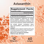 Jarrow Formulas Astaxanthin 12 mg, AstaPure Algal Antioxidant, Immune, Skin & Eye Health Support, Non-GMO & Gluten-Free, 60 Softgels, 60-Day Supply