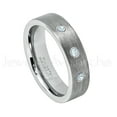 thumbnail image 1 of 6mm Pipe Cut Tungsten Ring - 0.21ctw Aquamarine 3-stone Band - Personalized Tungsten Wedding Ring - Custom Made March Birthstone Ring TN019BS, 1 of 1