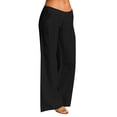 thumbnail image 6 of Outfmvch linen pants for women Cotton Linen Palazzo Pants Beach Long Pants for Women Beach Vacation Pants for Womens Straight-legs Women's Culottes Paper Bag Pants Summer Beach Pants Black 3XL, 6 of 6