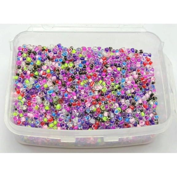 U8MO 5000 Mixed lined inside Colour Glass Beads 2mm (10/0)   Storage Box
