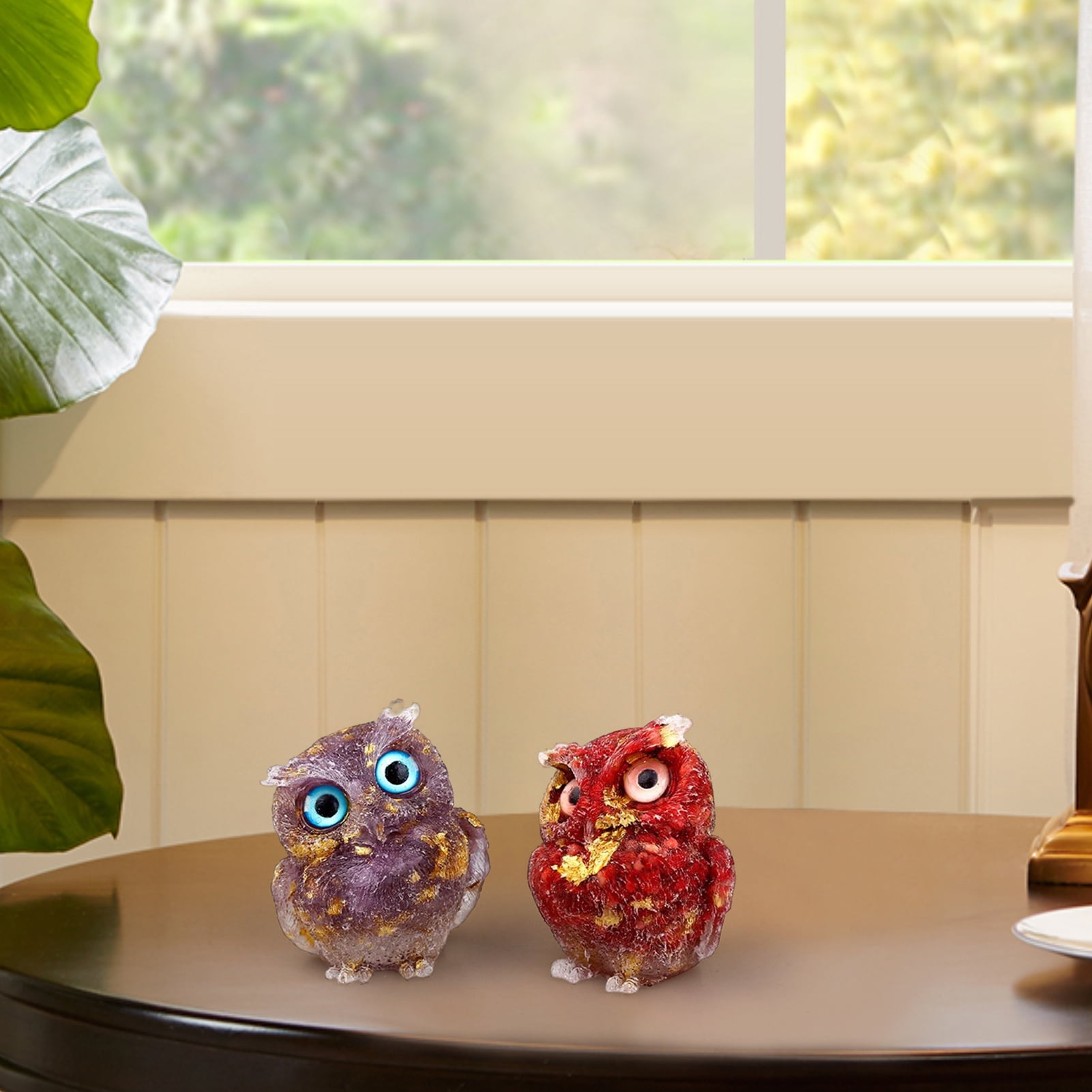 Deyuer Owl Ornament Manual Drip Adhesive Faux Crystal Vivid Owl