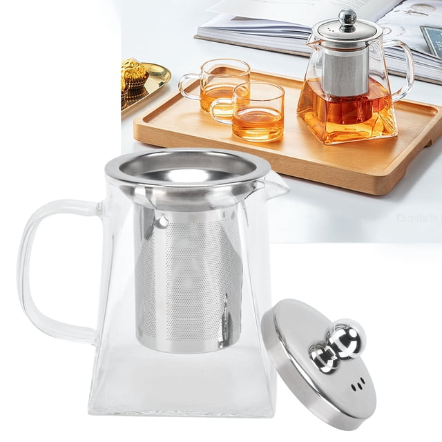 Tetera Con Infusores Para Té Suelto, Tetera De Vidrio Transparente, Tetera De Vidrio Con Colador, Tetera De Vidrio Con Filtro De Malla De Acero Inoxidable 304 Para Uso En