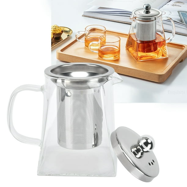 Tetera Con Infusores Para Té Suelto, Tetera De Vidrio Transparente, Tetera De Vidrio Con Colador, Tetera De Vidrio Con Filtro De Malla De Acero Inoxidable 304 Para Uso En