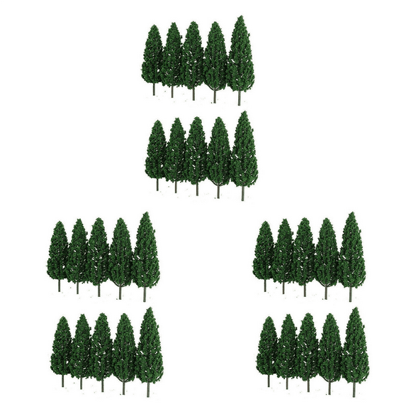 30Pcs Pine Trees 1:25 Model Train Railway Building Green Model Tree for O G Scale 1/25 Railroad Layout Diorama Scenery