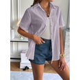 thumbnail image 3 of Women'S Cotton Button Rolled Hem Short Sleeve Shirt Summer Casual V Neck Beach Cotton Top Light  XXXL, 3 of 6