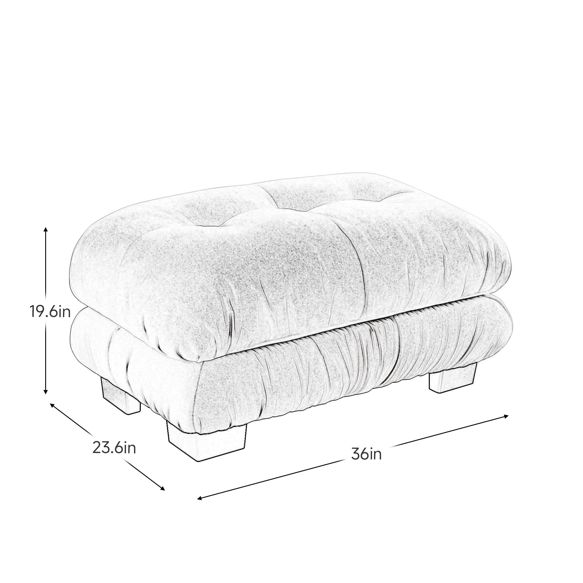 FFH Ottoman for Sectional Sofa, Velvet Cloud Ottoman for Couch, Dark Blue