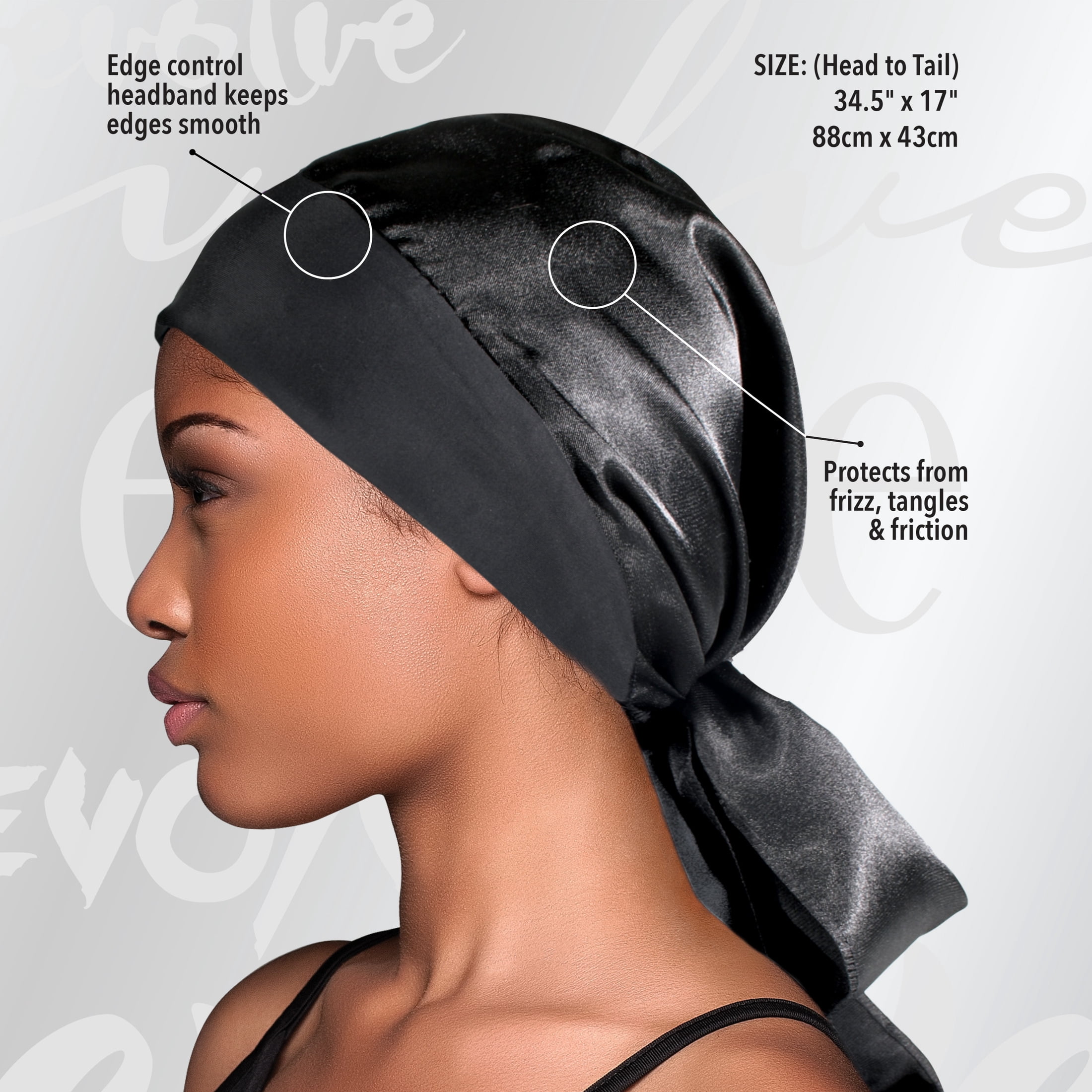 Evolve Satin Edge Wrap Scarf Black