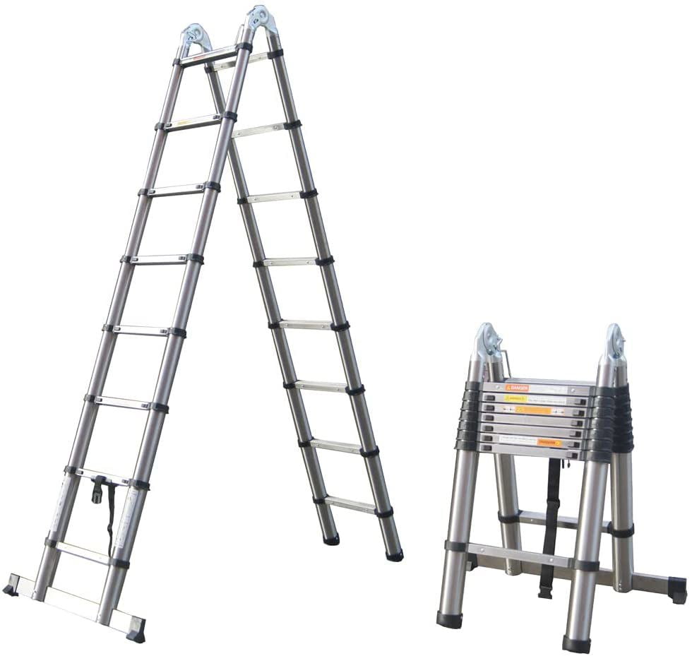 Autofather Telescopic Ladder 12.5ft Multi-Purpose A-Frame Folding ...