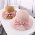 thumbnail image 4 of Sombrero de pescador con lazo para mujer, de circunferencia de 56 a 58 cm, con protector solar de verano, de ala grande, de paja, para exteriores, 4 of 5