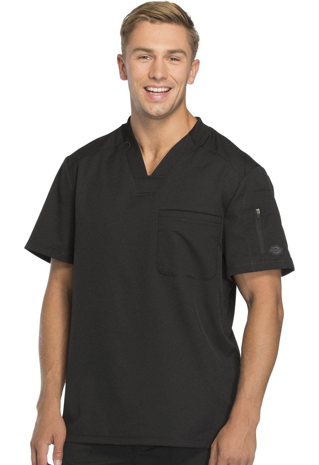 Dickies Dickies Dynamix Men Scrubs Top, VNeck, DK610, L, Black
