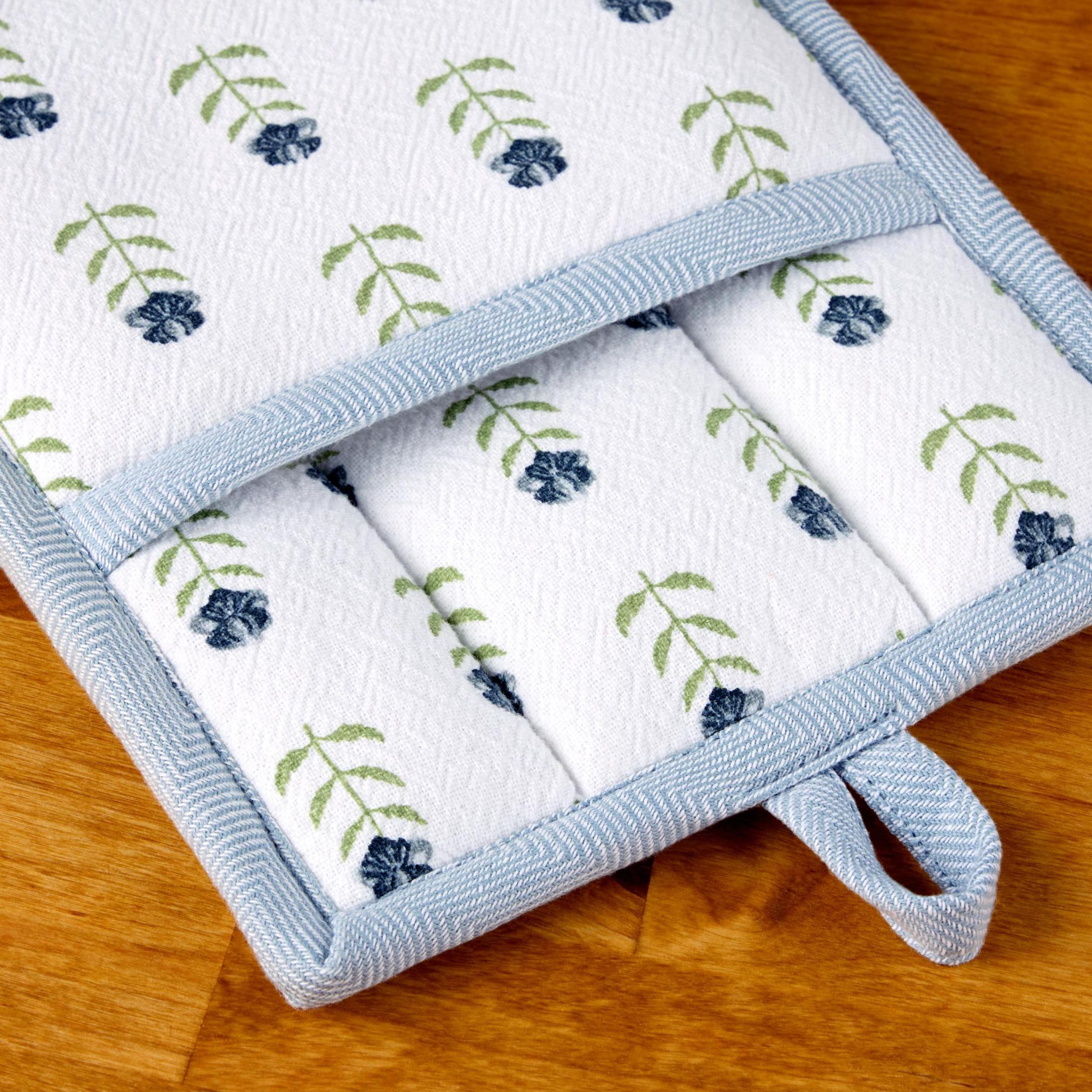 Beautiful Home by Drew Barrymore 4-Piece Oven Mitt, Pot Holder, Mini Mitt Set, Blue