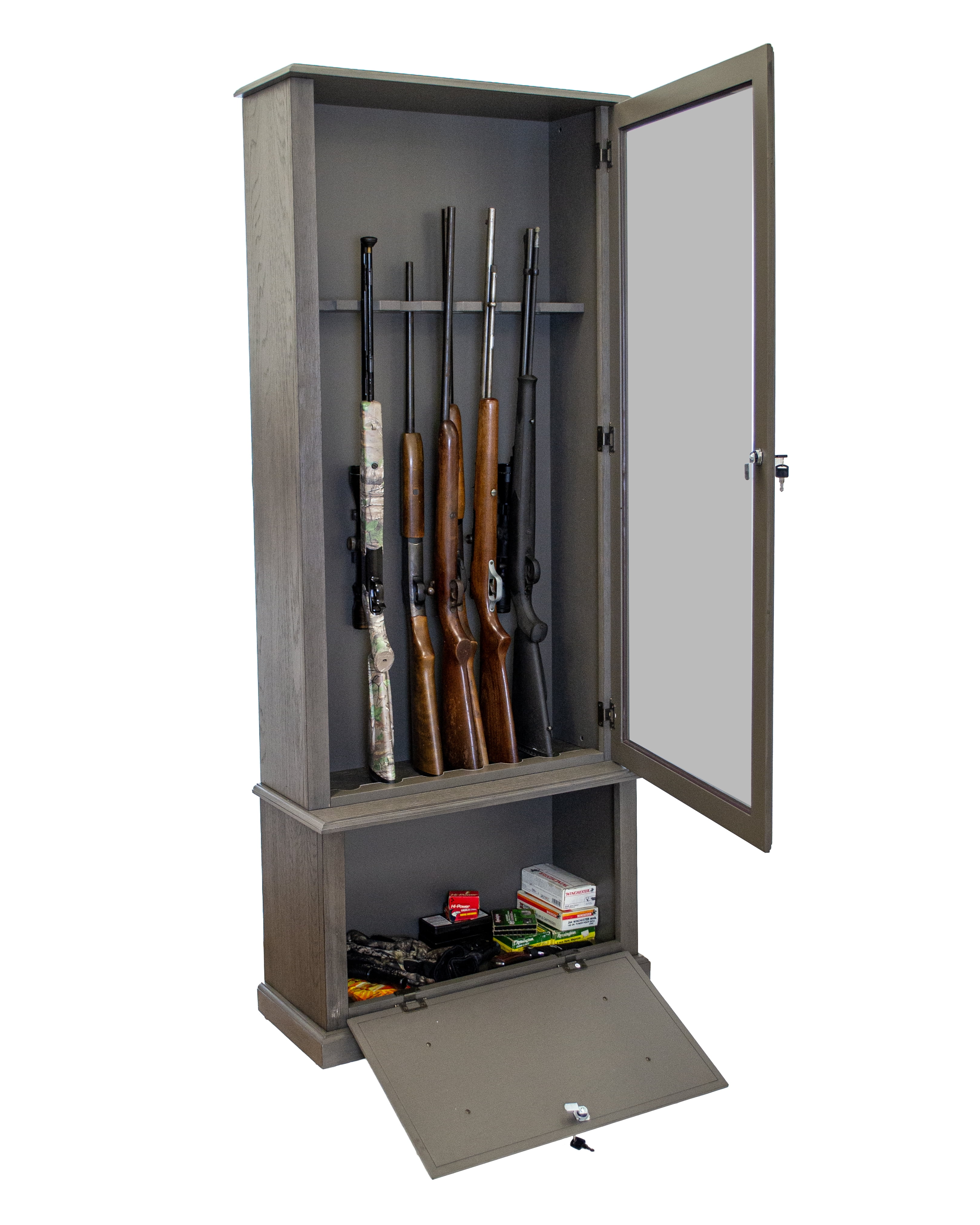 American Furniture Classics Model 860 Classic 12 Gun Cabinet Grey