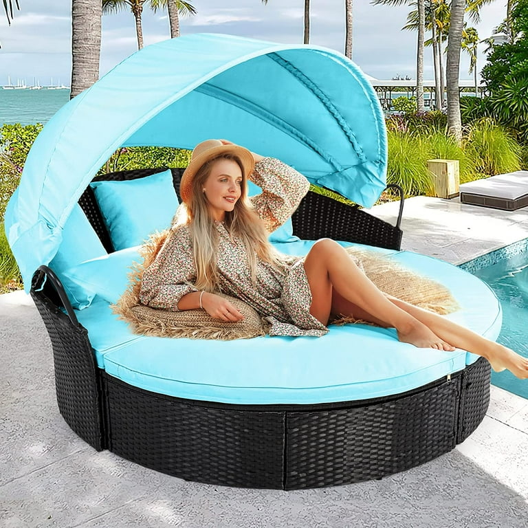 Round sun lounger with canopy hot sale