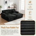 thumbnail image 4 of 83.5" Oversized Chaise Lounge Sofa with USB Ports and Cup Holders, Upholstered Sleeper Sofa with Two Supportive Pillows, 2 Seat Comfy Couch Sofa for Living Room, Black, 4 of 9