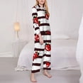 thumbnail image 3 of Logiee Ladybugs on Black and White Striped1 Print Womens Pajamas Set,Long Sleeve Sleepwear,Button Down Lounge Set 2 Pieces,Soft Nightwear Pjs Set-Large, 3 of 7