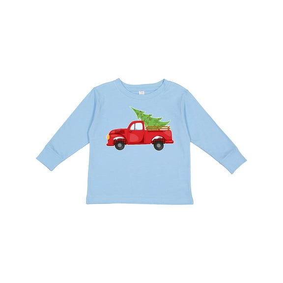Inktastic Christmas Vintage Truck with Christmas Tree Boys or Girls Long Sleeve Toddler T-Shirt
