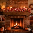 thumbnail image 4 of SPOORYYO Artificial Fall Maple Leaf Garland with Mini Pumpkins Pine Cones Berries, Flexible Plastic Autumn Harvest Rattan Vine for Halloween Thanksgiving Front Door Mantel Home Decor, 74.8", 4 of 7