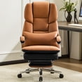 thumbnail image 2 of Falvinoryn Big and Tall Office Chair 500lbs, High Back Executive Office Chair with Dual Cushion, Wide Seat Ergonomic Leather Desk Chair with Footrest & Lumbar Support, Brown, 2 of 9