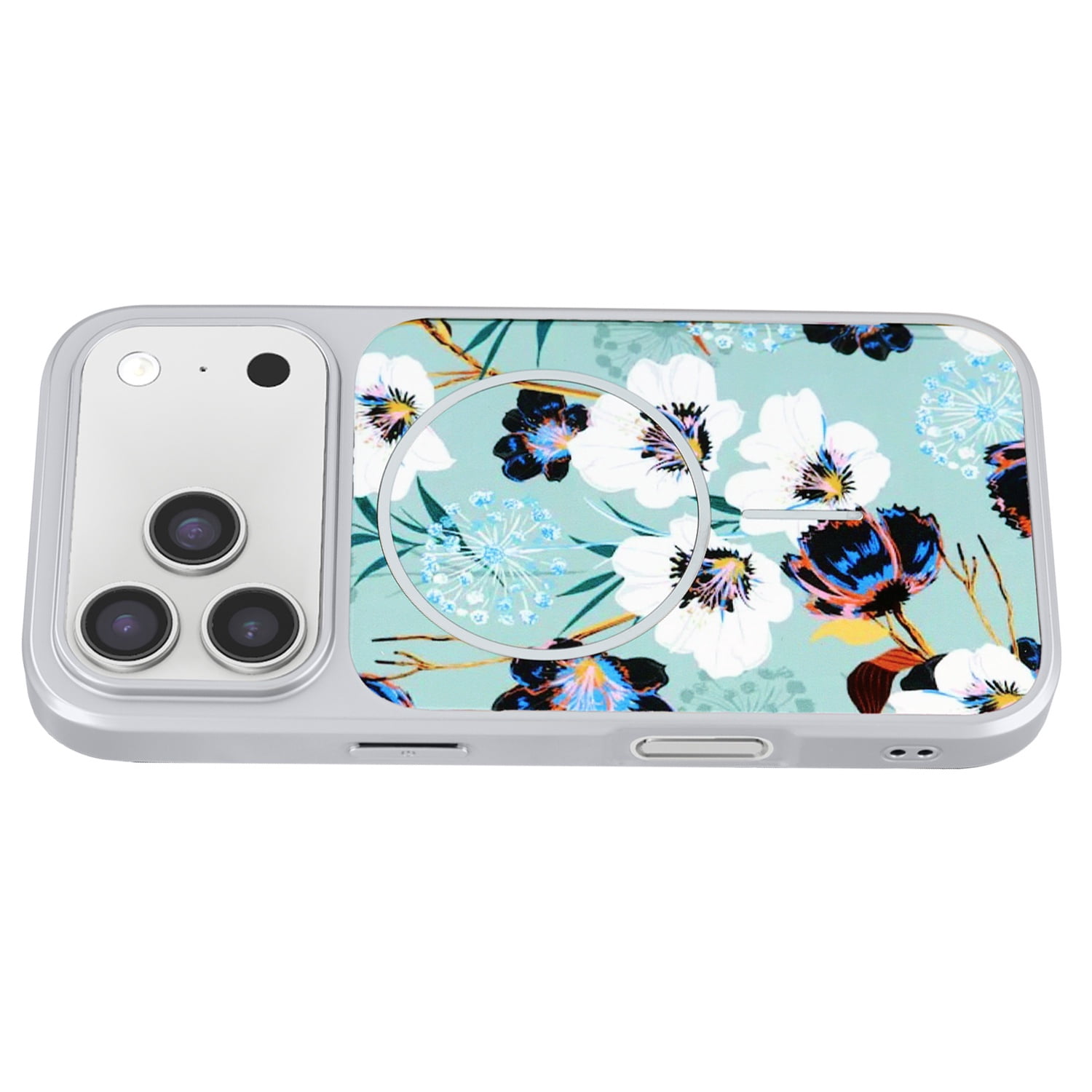 Dual Layer Flower Design Magsafe Cases for iPhone 17 Pro Max - Green