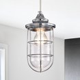 thumbnail image 3 of Warehouse of Tiffany Tiago Chrome 1 Light Clear Glass Shade Pendant Lamp, 3 of 5