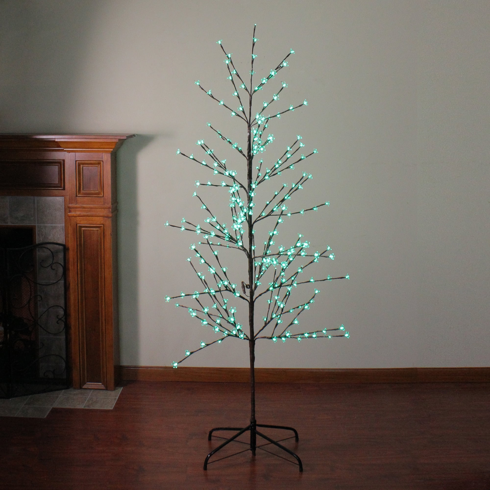 6' Enchanted Garden LED Lighted Cherry Blossom Flower Tree - Green Lights